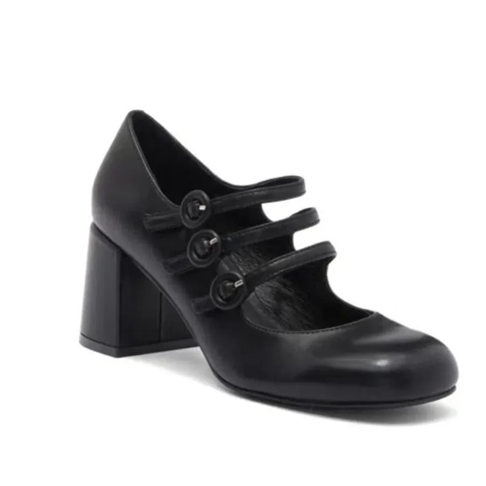 Jeffrey Campbell Womens Tierz Mary Jane Black Leather Strap Heel PumpShoe Sz 9.5